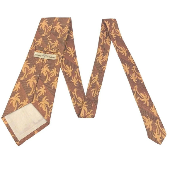 Tommy Bahama Men's Woven Silk Necktie Palm Trees Made in USA Brown Burnt Orange - Picture 4 of 10